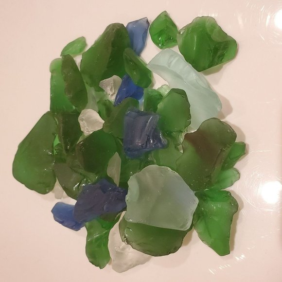 Sea Glass, Decorative Accent Gems, Green Blue White, Vase Filler, Soil Topper - Picture 1 of 5